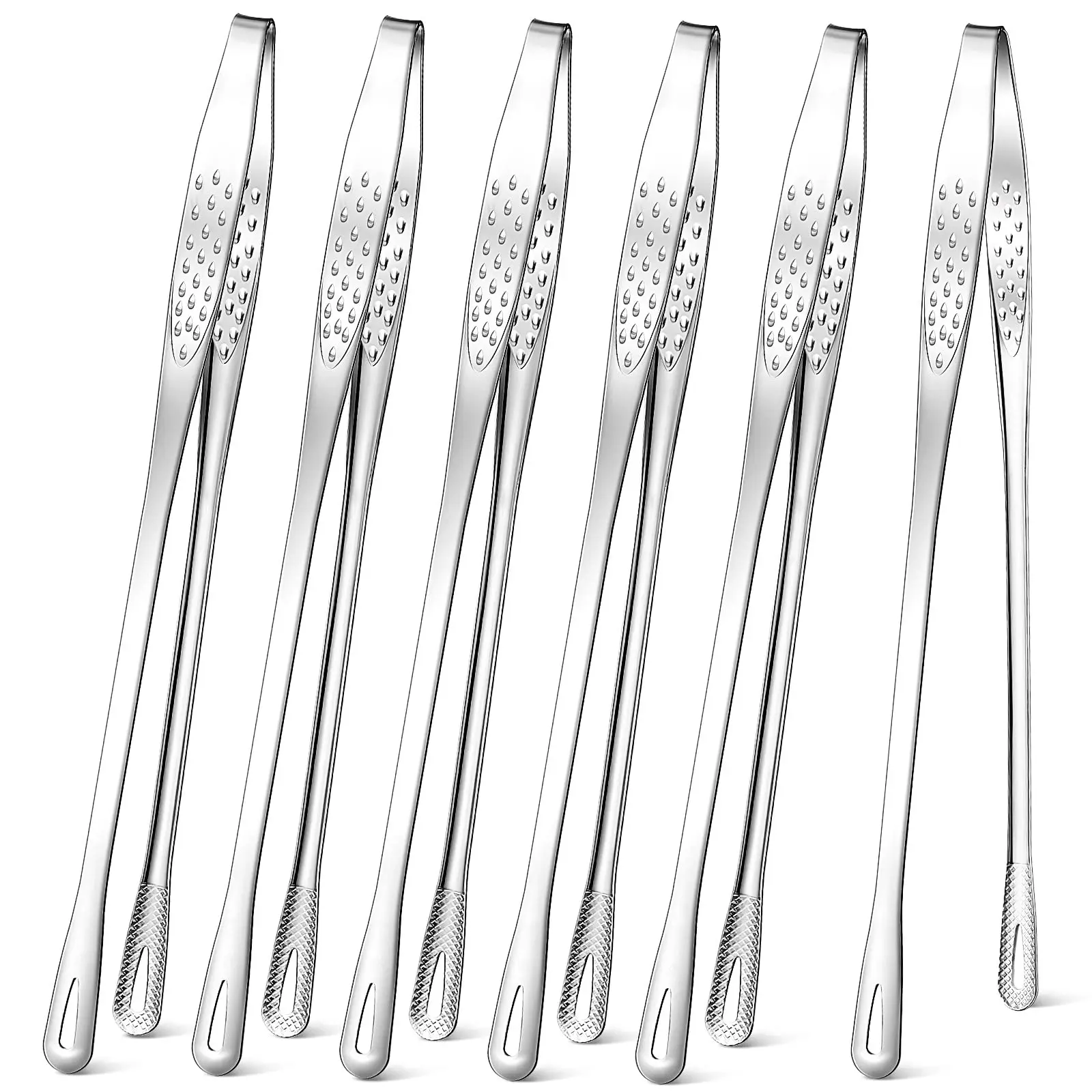 6 Pack 11'' Japanese Barbecue Tong Korean BBQ Tongs Stainless Steel Grill Tongs Cooking Tweezers Kitchen Tong For Cooking Pasta Salads Buffet Food Serving Utensils Sturdy bar accessories