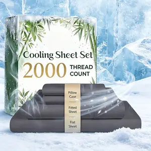 4PCS/6PCS Bamboo Cooling Queen Size Sheet Set - Children Bedding Set, Breathable and Comfortable Fit For Hot Sleepers Sweats, Pillowcases, Flat Fitted A Perfect Gift