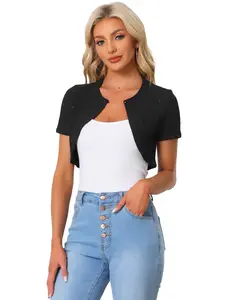 INSPIRE CHIC Women's Cropped Cardigan Knitted Metallic Bolero Shrug