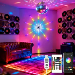 1Pc LED Color Changing Fireworks Light,Ambient Lighting,Led Home Decor,Smart LED Strips,RGB Color-changing LED Strips with Music Synchronization,Supporting APP and Remote Control,Suitable for Parties,Christmas