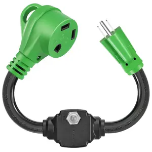 Overload Protector 30 Amp to 110  RV Adapter & Surge Protector for Campers,  - NEMA 5-15P to NEMA TT-30R Plug with Circuit Breaker, ETL-Listed, 18.5 Inch