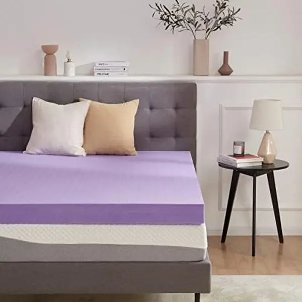 SINWEEK Gel Memory Foam Mattress Topper Ventilated Soft Mattress Pad, Bed Topper, CertiPUR-US Certified, Purple Memory Foam Breathable Cool Memory Foam