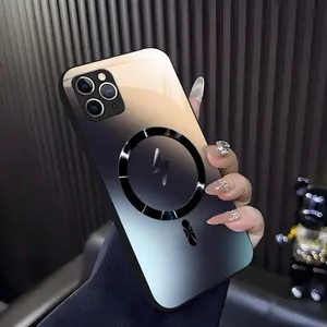 Luxury Ombre Gradient MagSafe Case – Futuristic Metallic Glossy Magnetic Cover for iPhone 11 Pro Max—975