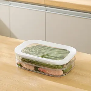 2/3/4-layer stackable food storage containers, Stackable plastic container, refrigerator storage boxes, organizers, with stackable, leak-proof design, reusable in the freezer, suitable for cheese, beef rolls, shrimp