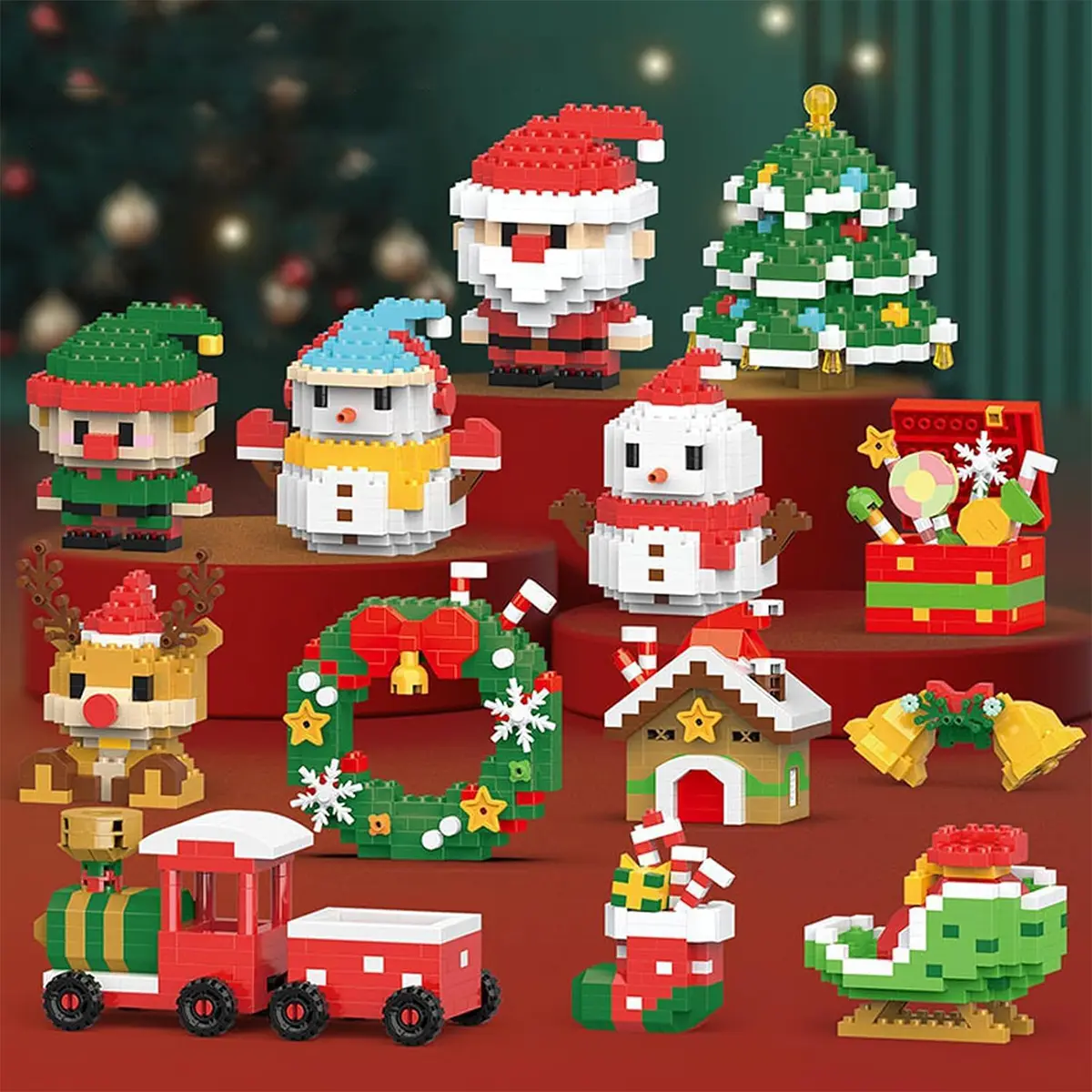 2026 Santa Claus Theme Building Sets, BPA-Free Classic Plastic Building Toys for 6-8 Years, Christmas Decoration, Festive Gifting Stocking Stuffers, Unisex Birthday Gifts