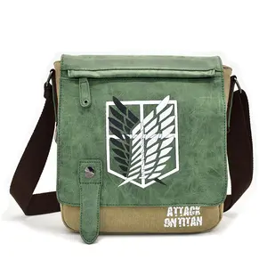 Demon Slayer Crossbody Bag Anime Canvas Backpack Attack on Titan Theme Durable Material for School Work Casual Outings Inspired Design for Fans