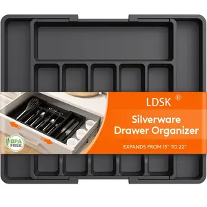 Expandable Drawer Organizer, BPA-Free Utensil Tray, Adjustable Plastic Spoon Fork Knife Holder, Kitchen Cutlery Storage Box, Home Organizer