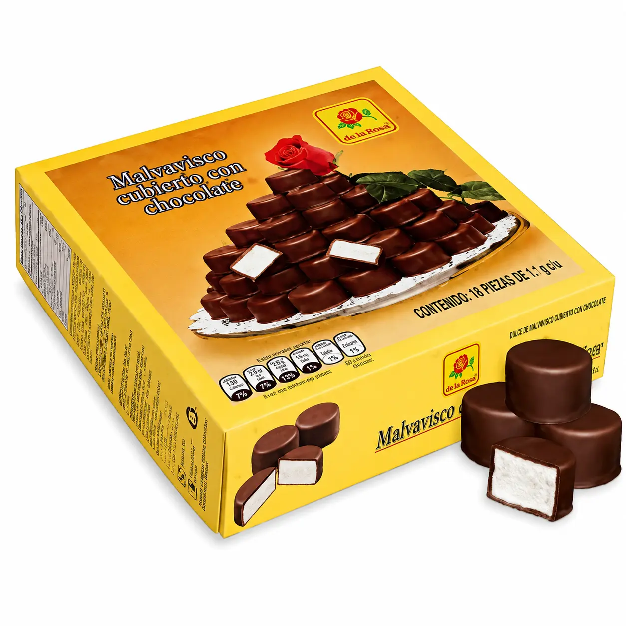 De La Rosa Chocolate Covered Marshmallows Box of 50 pieces
