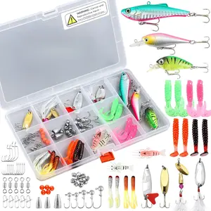 Fishing Lures Bait Tackle Kit Set for Freshwater Trout Bass Fishing, Including Accessories, Fishing Tackle Box, Crankbait, Spoon, Hooks, Fishing Gear and Equipment for Starter Beginner.