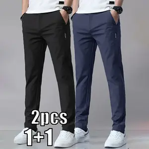 Men's Solid Color Casual Pants, Comfortable Regular Fit, Daily Use Men's Trousers, Stylish and Versatile Design for Everyday Wear