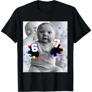 100% CottonGloving Niche Baby 67 Six Seven Hand Funny Ai Baby Meme T-Shirt