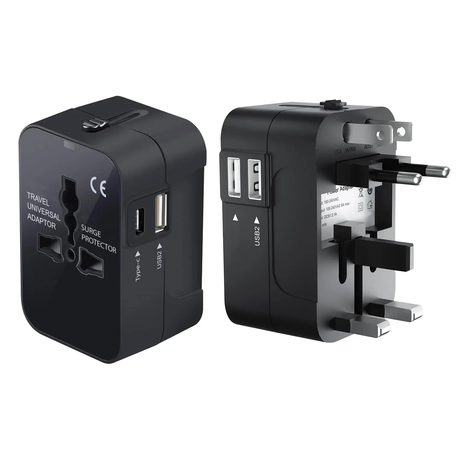 Universal Travel Plug Adapter - Worldwide Travel Wall Charger for Home, Office & Travel - Multifunctional Phone Charging Converter - Portable Charger International Plug Adaptor Outlet Adapter