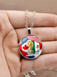 2026 US-Canada-Mexico World Cup Trophy Pendant Necklace for Women, Football Fan Accessories, Sweater Chain