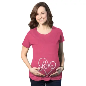 Maternity Love Script Heart T Shirt Cute Adorable Bump Pregnancy Tee Funny Graphic Maternity Tee Cute Pregnancy Tees With Plus Sizes Pregnant Love Maternity Wear Maternity Shirts