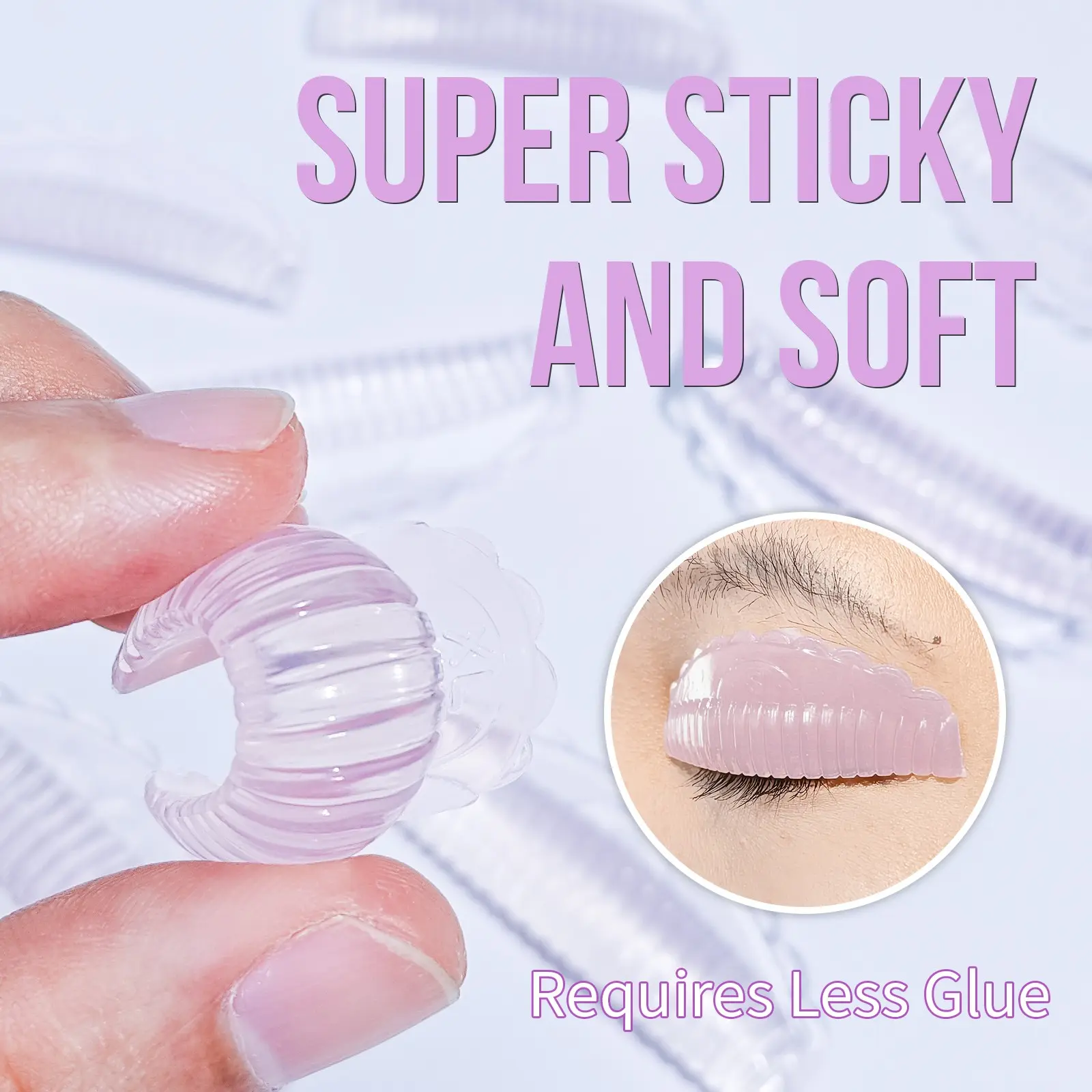Lomansa Lash Lift Pads, Set, Makeup 4 Pairs/4 Sizes No glue Eyelash Lifting Shield, Self Sticky Lash Lift Rods, Easy to Clean, Reusable, Requires Less Glue, Suitable for different lengths of eyelashes, Jelly texture, Lash Curling Pad