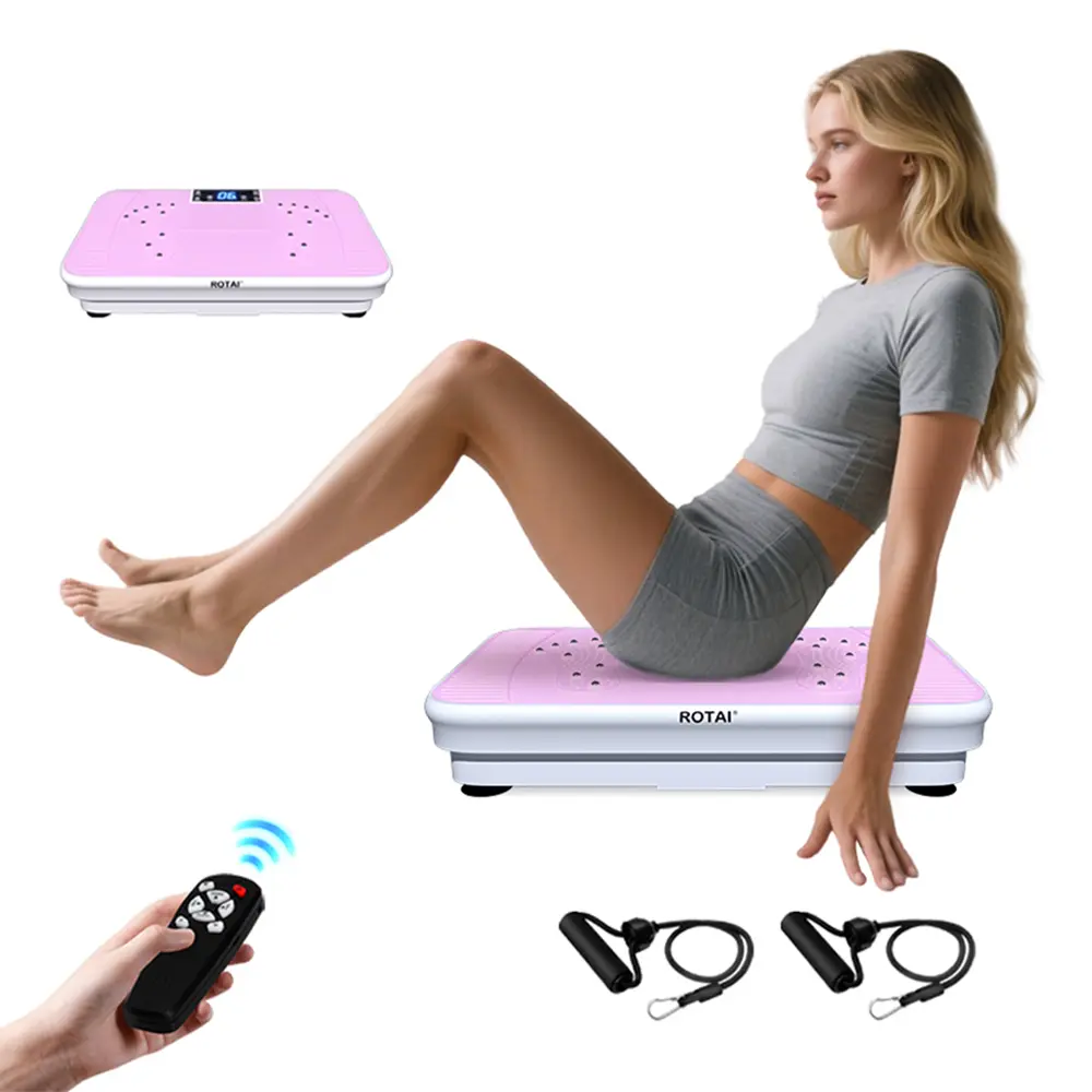 ROTAI Vibration Platform for Lymphatic Drainage, Full-Body Home Workout Equipment with Resistance Bands & Remote Control, Non-Slip, 300 lbs Capacity