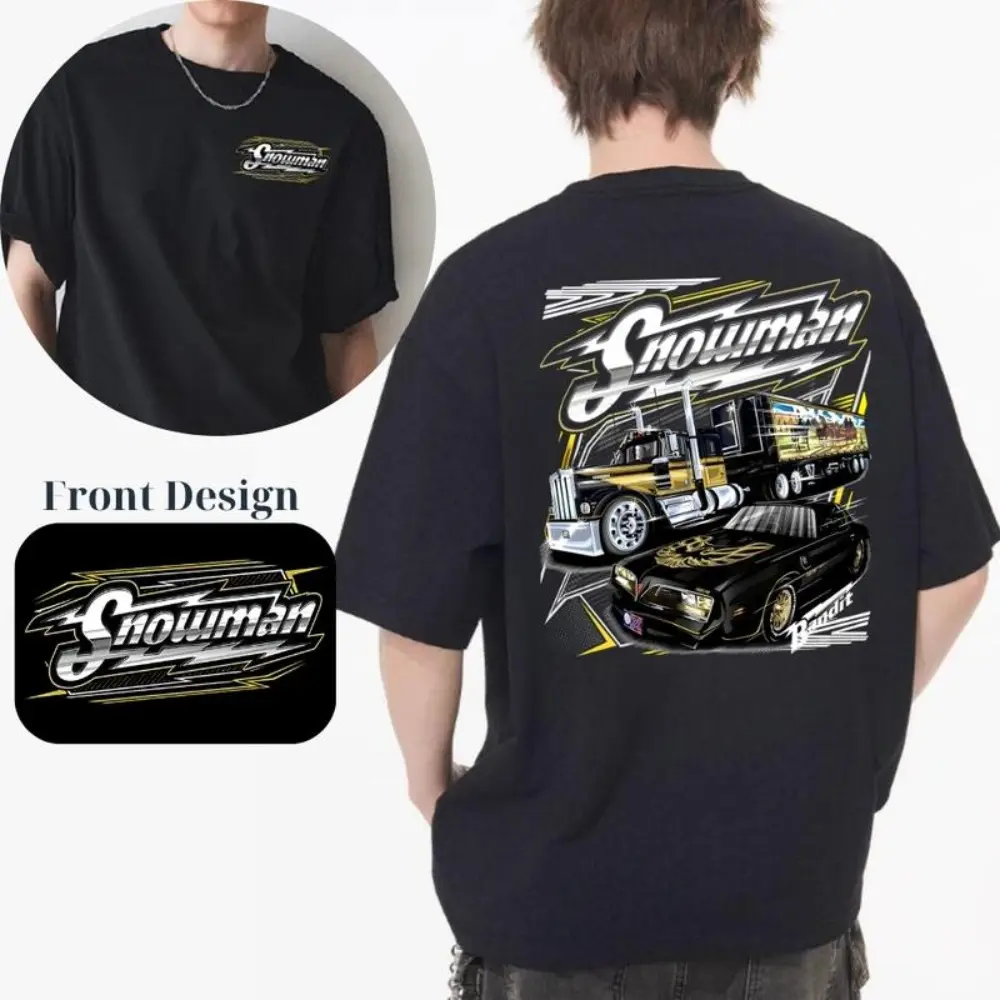 Men's T-Shirt with Retro Snowman Bandit Graphic, 100% Soft Cotton Relaxed Fit, Easy Casual Tee for Coffee Runs