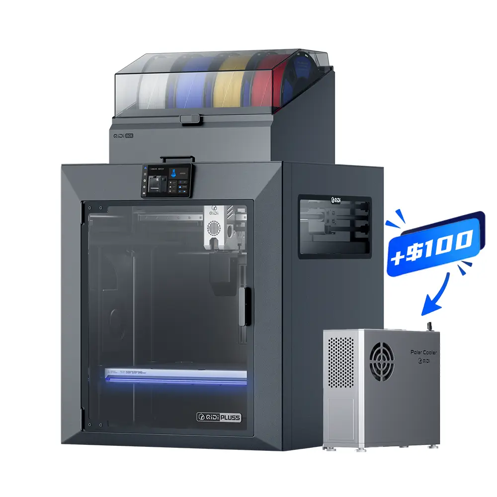 QIDI Plus5 Combo Enclosed FDM 3D Printer - 320×320×300mm Large Build Volume, 370°C Nozzle, 65°C Heated Chamber, CoreXY 600mm/s High-Speed Printing, Auto Leveling, Smart Detection, 1-Tap Print for Beginners & Professionals