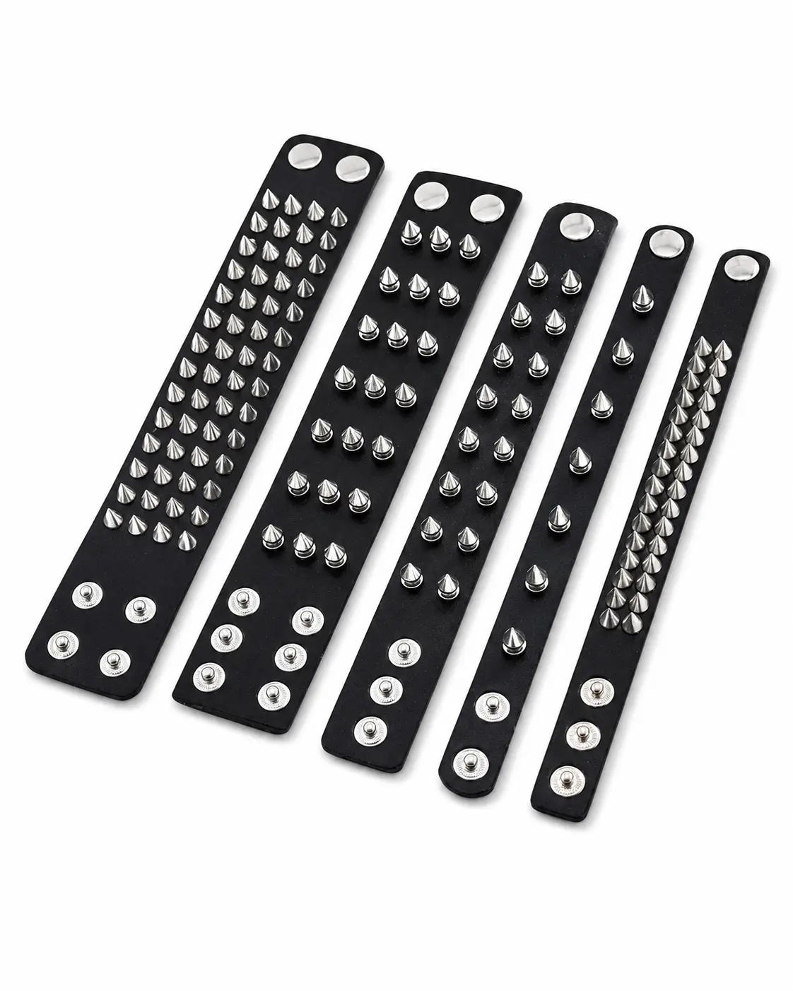 5PCS Punk Spiked Leather Bracelets Set for Men Women, Gothic Studded Wristbands, Rock Metal Stackable Alternative Accessories