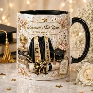 Personalized Graduation Mug 2D Printed 3D Effect Custom Name Coffee Cup Unique Design for Her Him Class of 2026 College Senior Graduation Keepsake Celebration Gift Idea Special Present Graduate Mug