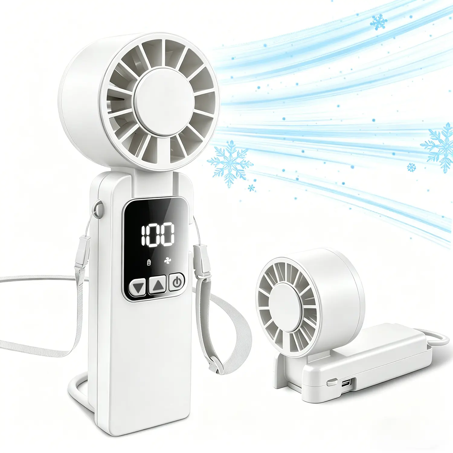 6000mAh 199-Speed Turbo Handheld Fan | USB Type-C Rechargeable, Digital Display, Neck Hanging, 7.4oz Ultra-Light Portable Fan for Travel Outdoor tiktokshopspringglowup summerwins