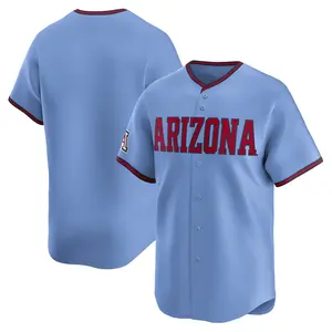 Men's Light Blue Arizona Full-Button Jersey, Crewneck Short Sleeves For Fan