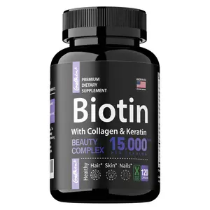Coolkin Biotin Softgels Supplement - Contains high-quality collagen and keratin - Supports healthy hair, skin, and nails - 120 capsules