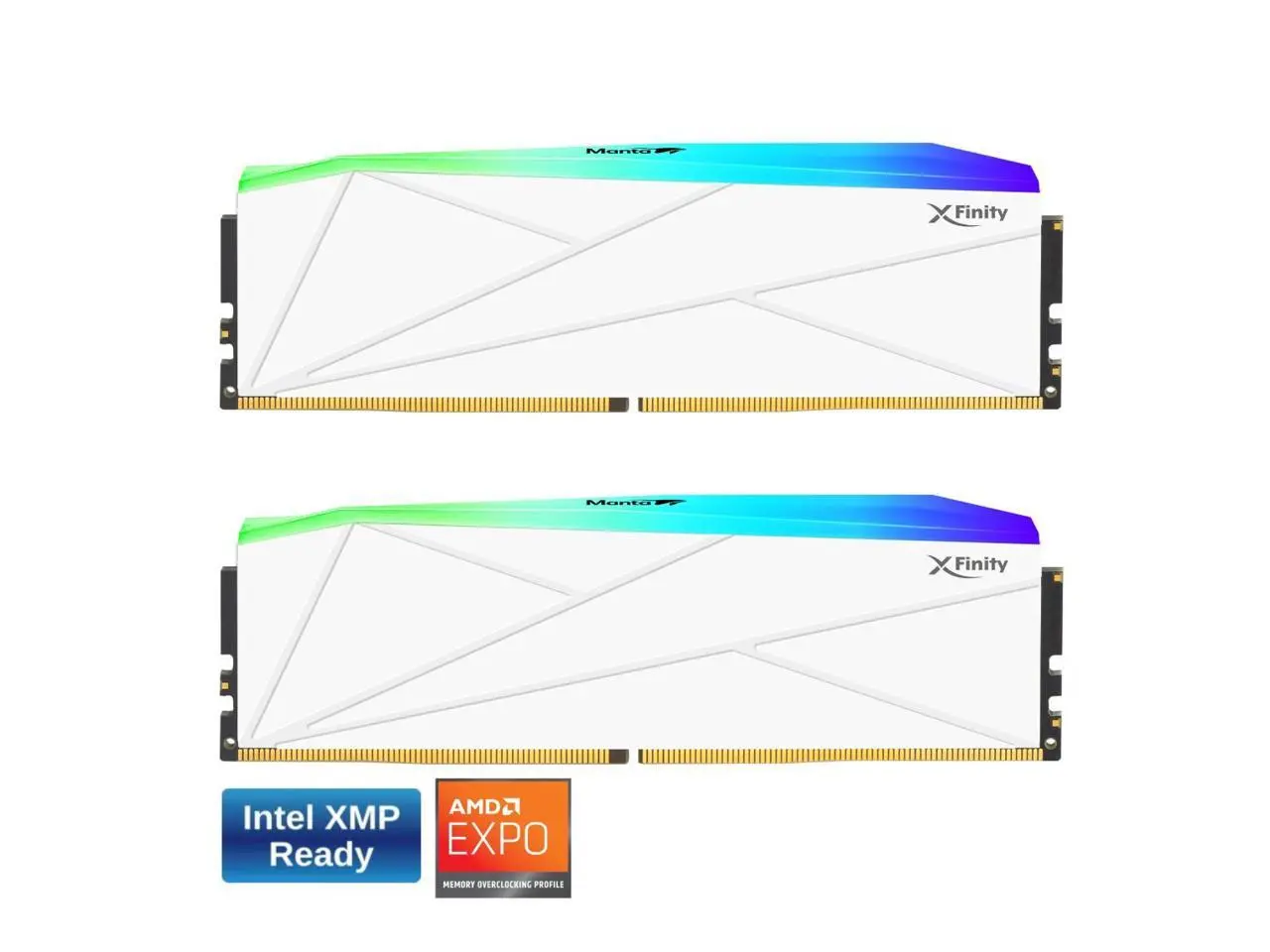 V-COLOR Manta XFinity RGB DDR5 32GB (16GBx2) 6000MHz XMP 3.0 & AMD EXPO CL30 1.35V RGB Gaming Desktop Upgrade RAM U-DIMM Memory Module SK Hynix IC - WHITE (TMXFL1660830WWK)
