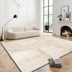 Velvet + Soft and Comfortable Minimalist Wave Lines Texture Pattern Printed Carpet, Home Decoration Carpet, Living Room Large Carpet Sofa Cushion Entrance Mat Coffee Table Mat Bedroom Carpet Bedside Carpet, Soft Decorative Area Rug