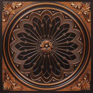 From Plain To Beautiful In Hours Rose Window 2 ft. x 2 ft. PVC Glue-Up or Lay-In Faux Tin Ceiling Tile - #238 - (Pack of 25) / 100 sqft