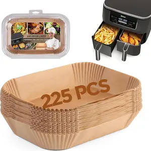 Universal Air Fryer Liner, Universal Air Fryer Disposable Liner, Universal Double Air Fryer Baking Paper Liner, Rectangular Air Fryer Paper Liner, Rectangular 2 Basket Liners