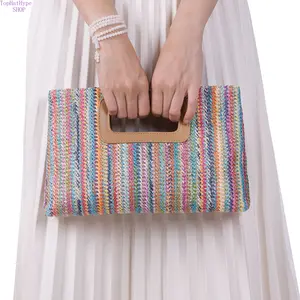 Women's 2026 Summer New Vacation Style Handmade Straw-Woven Clutch, Detachable Chain Crossbody Bag, Lightweight Breathable Beach Purses, Versatile Fashion Design for Vacation, Beach Trips, Casual Summer Outfits,summervibes
