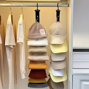 Rotating Hat Organizer Rack, Hat Hooks Storage, 1pc Hook Design, No Nail Needed, Easy Hanging Storage Solution for Closet & Dorm Room Use