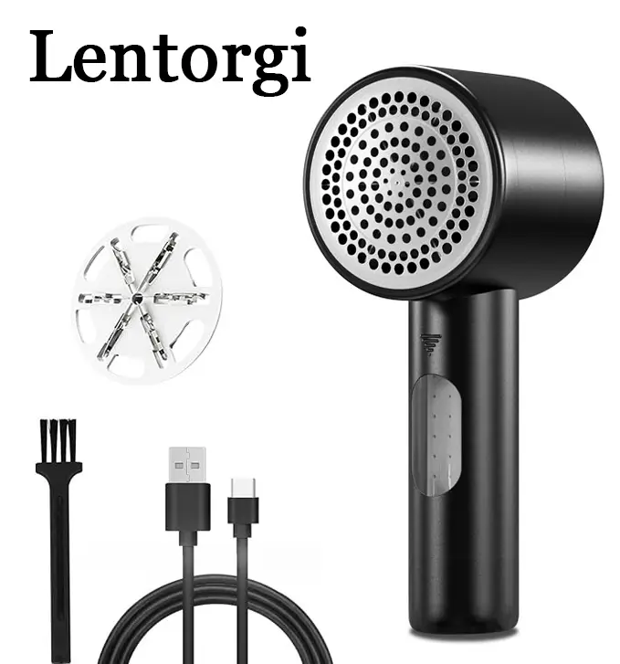 Dealsforyoudays-Lentorgi Fabric Shaver, Lint Remover Rechargeable, Electric Portable Sweater Defuzzer with 3 Speeds, 6 Leaf Blades, Digital LED Displa