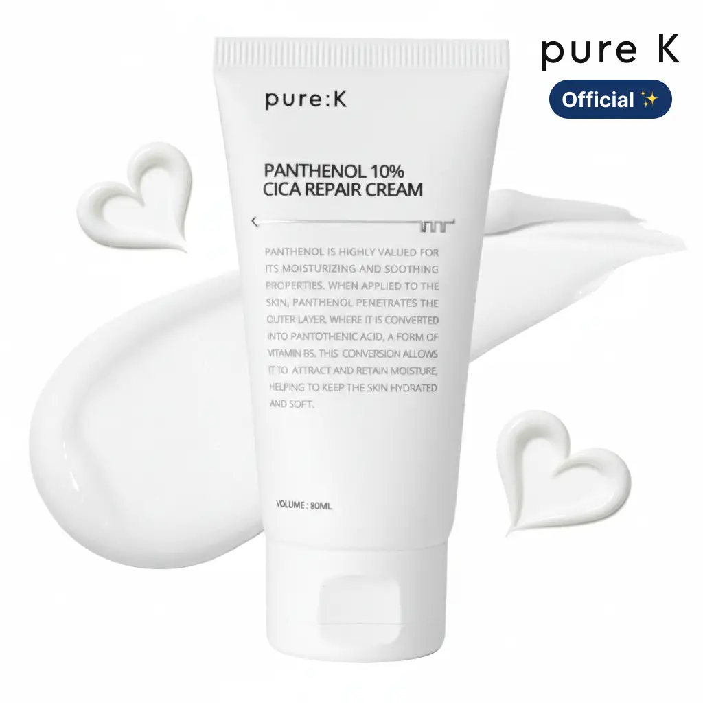 pure:K Panthenol 10% Cica Repair Cream, Hydrating Post-Acne Face Moisturizer for Sensitive Skin Barrier Repair, Korean Skincare (2.7 Fl Oz / 80ml)