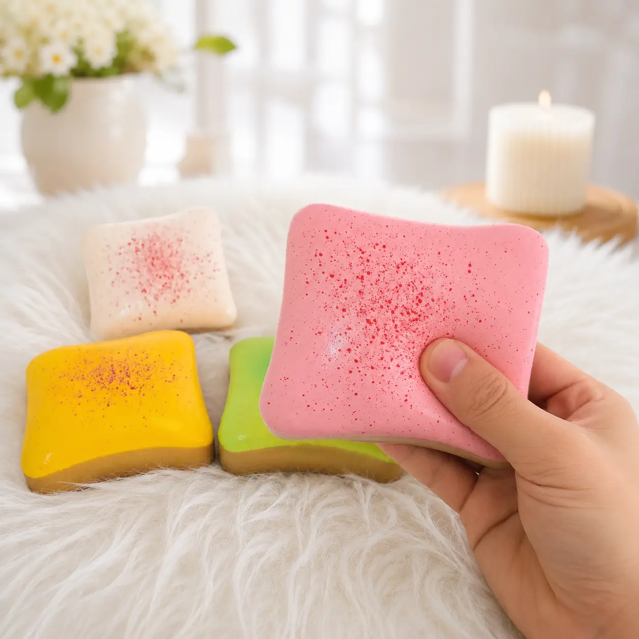 [Dealsforyou] Frosted Toast Squishy Toy, Soft PU Foam Squishies, 10.5 cm Sensory Stress Reliever, Squishy Fidgets Fidget Toys for Teens, Desk Gift