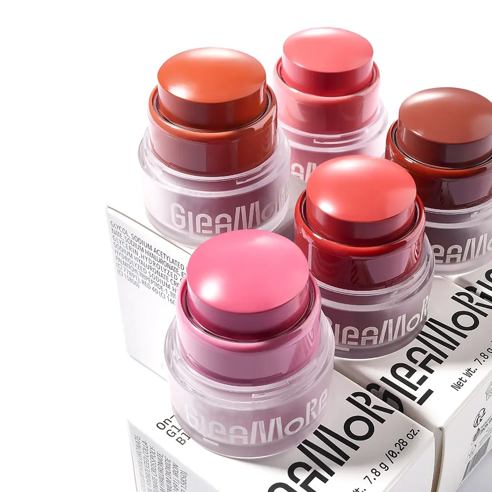 GleaMore On-the-go Multi Stick + Capsule Keychain Set Buildable Color for Cheeks, Lips & Eyes, Lightweight, Long-Lasting
