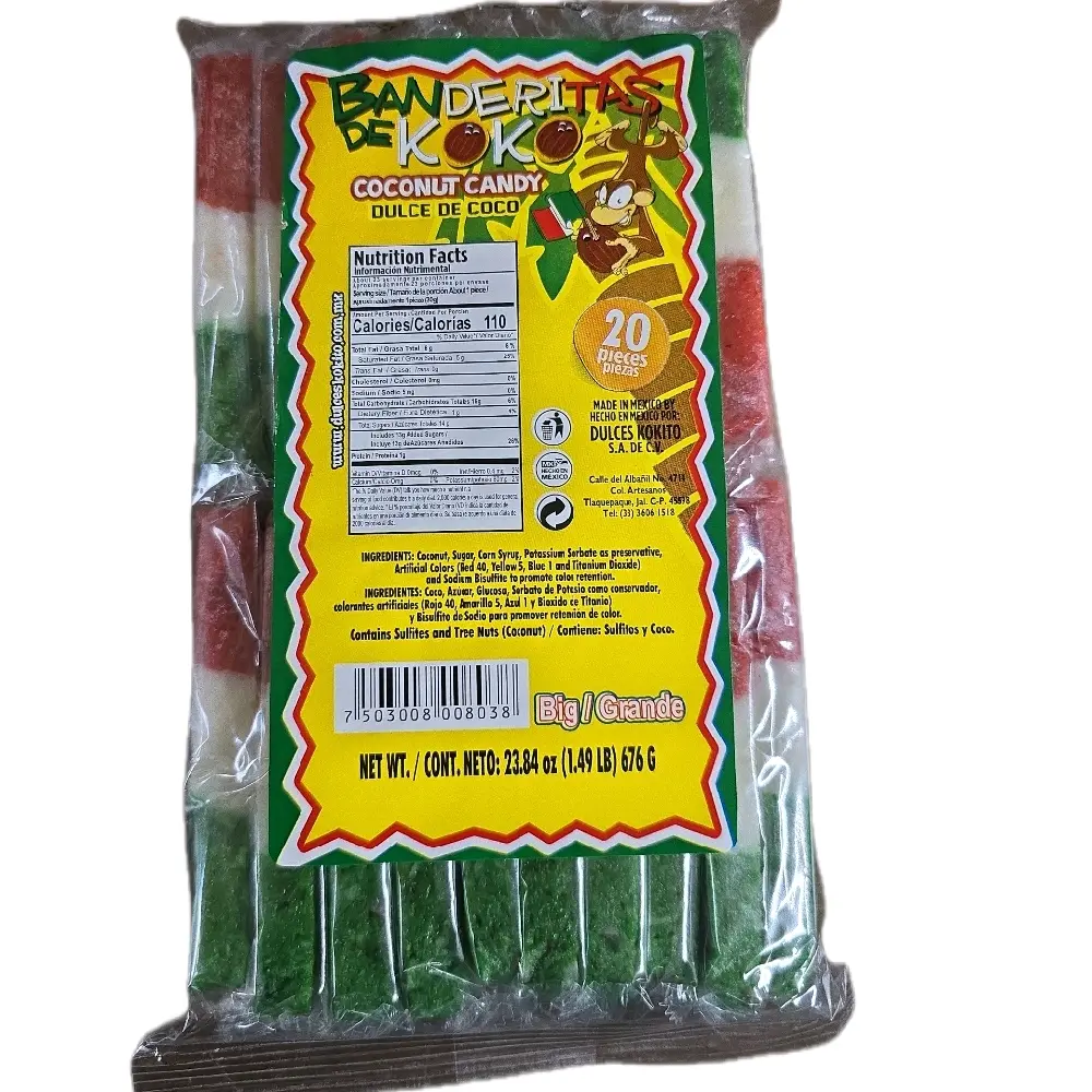 Coconut Candy - Bandera de Coco Grande 20 piezas O Chica con 30  Pieces) - Kokito Mexican Candy
