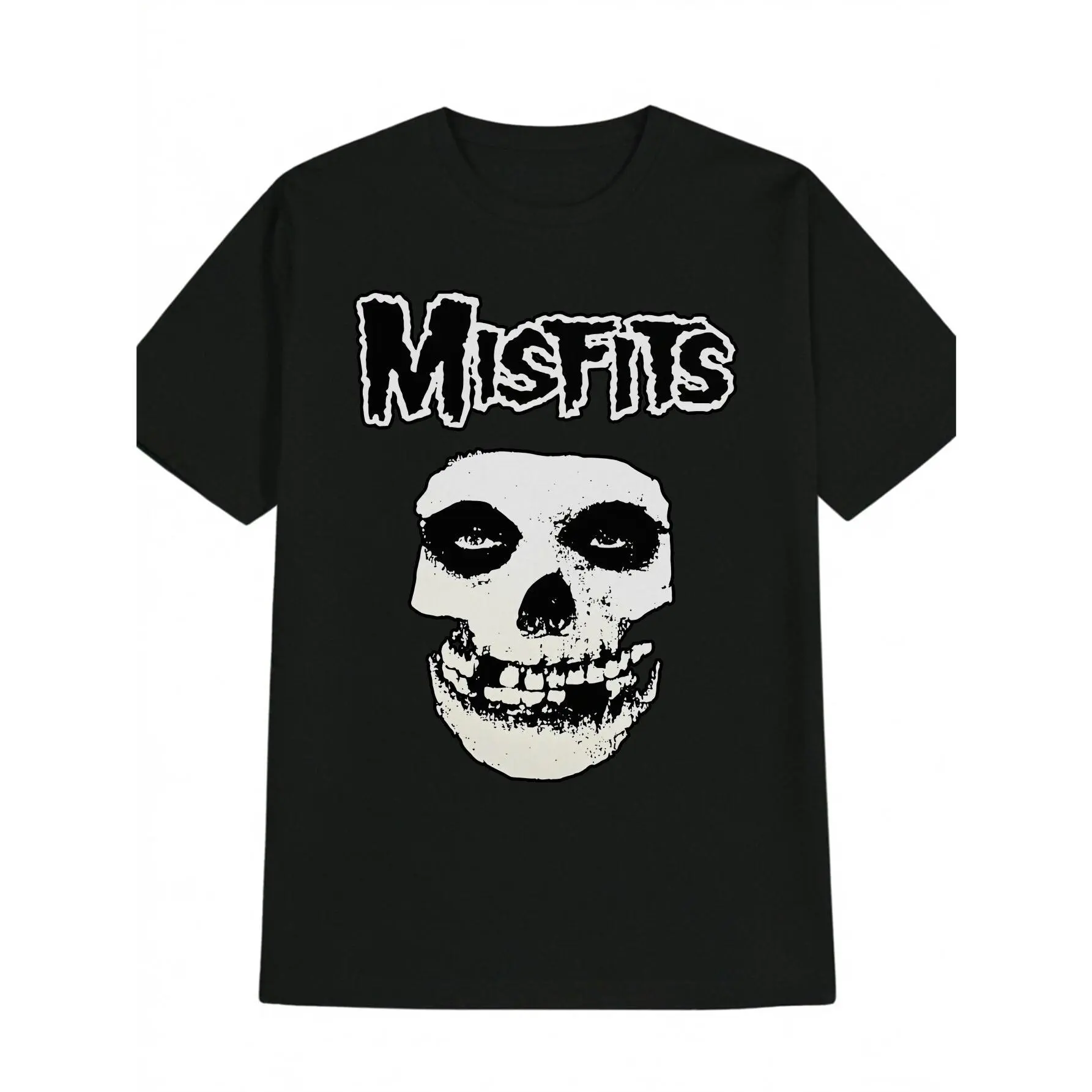 Men's Misfits Graphic T-Shirt - Black Casual Crew Neck Tee with Skull Print, Summer Short Sleeve Shirt for Men, Machine Washable cotton Fabric, Summer Casual Wear |   Bold Graphic Tee |   Glossy Finish