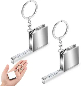 2 Pcs Mini Measuring Tape Metal Keychain Tape Measure up to 47.24 Inches Small Retractable Measure Keychain