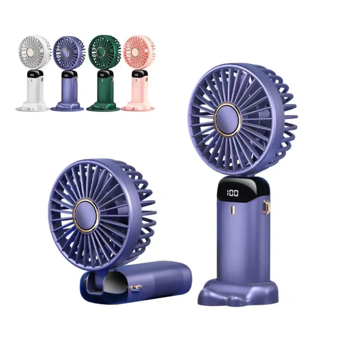 Handheld Turbo Fan with Phone Holder, Handheld Cooling Fan Folding Fan Usb Rechargeable Fan with Digital Display, Silent Fan for Outdoor Travel Office, Portable Multifunction Mini Fan, Cordless Oscillating Fan, Usb Powered Fan