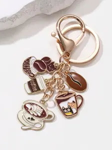 Coffee Theme Oil-Drop Keychain, Coffee Themed Keychain, Fashion Classic Casual Comfort Style, Car Bag Hanging Ornament, Gift for Friends Family Memorial, Coffee Pendant Keychain, Charms, Accessories