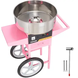 summervibes 1000W Commercial Electric Cotton Candy Machine with Cart, Stainless Steel Bowl, Sugar Scoop, and Drawer, Floss Maker for Home, Kids Party