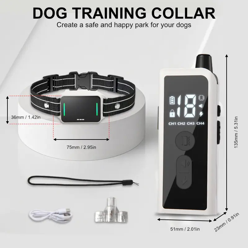Dog Training Shock Collar - 4 Channel, Waterproof, Remote-Controlled, Dual-Mode Design for All-Size Dogs