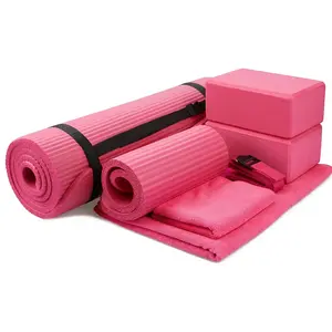 💪 7-in-1 Yoga Set – Mat with Strap, 2 Blocks, Towels, Knee Pad & Stretch Strap BalanceFrom