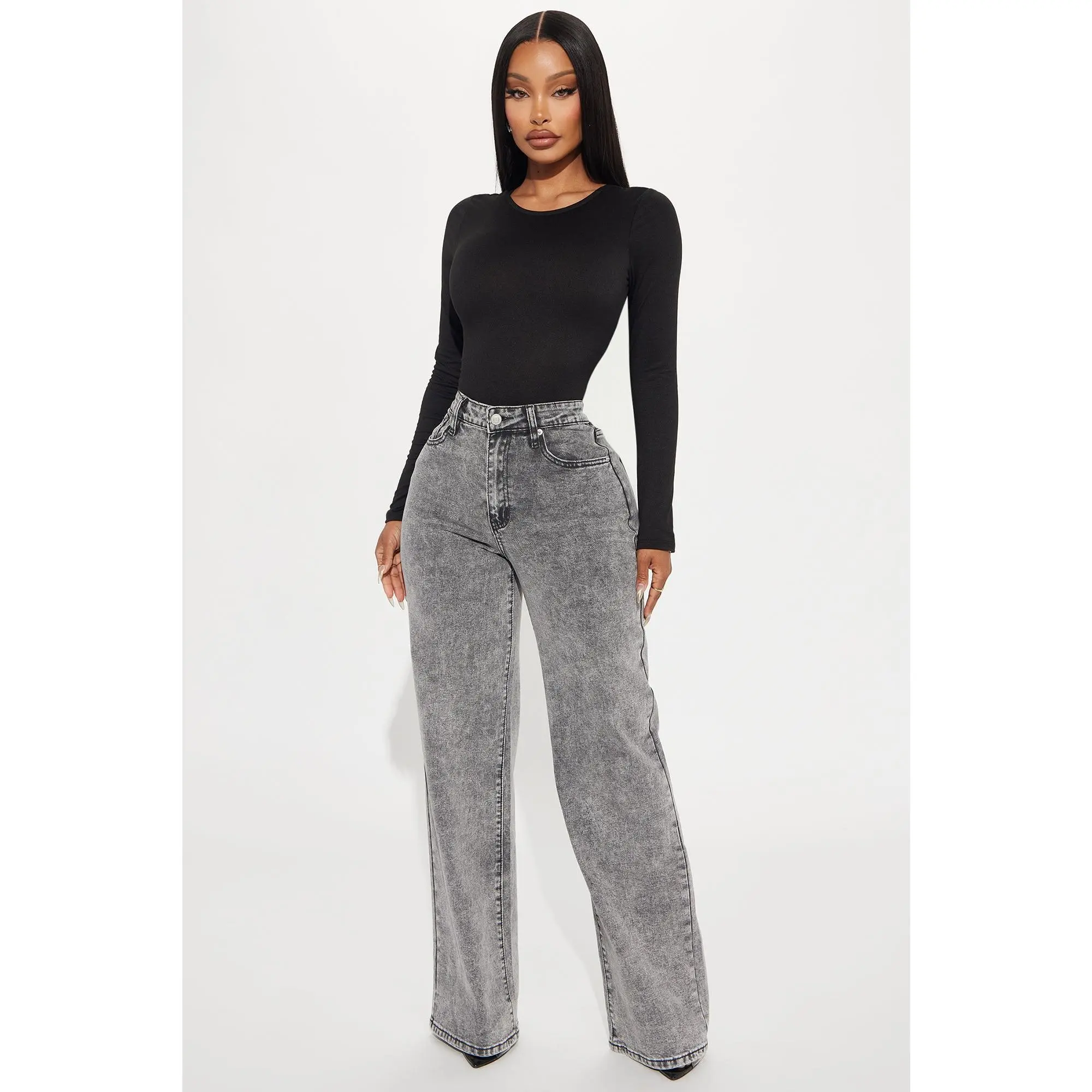 Make It Worthwhile Wide Leg Jeans - Grey