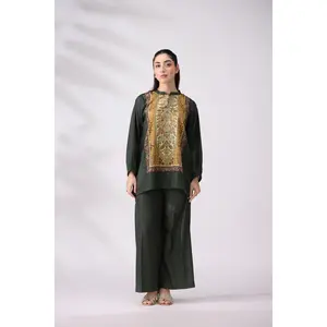 Elegant Green Crepe Silk Co-ord Set LDM6