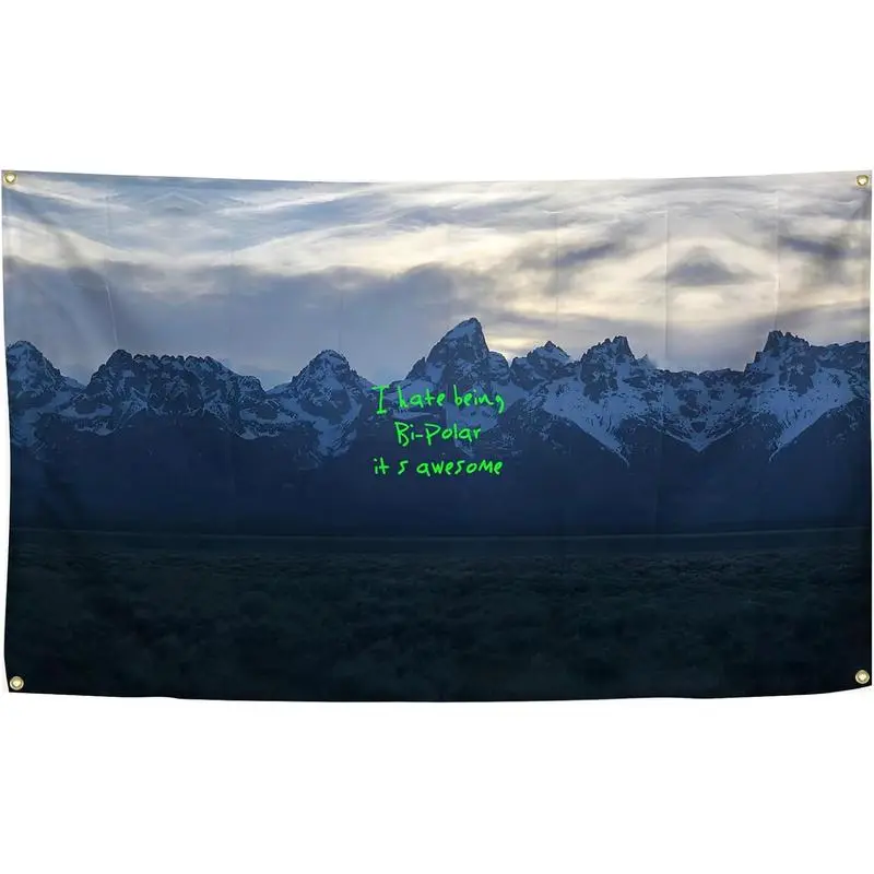 Iconic Rap Music West Album Art Wall Tapestry with Lock Buckles, Dormitory Party Background, Living Room & Bedroom Home Decor