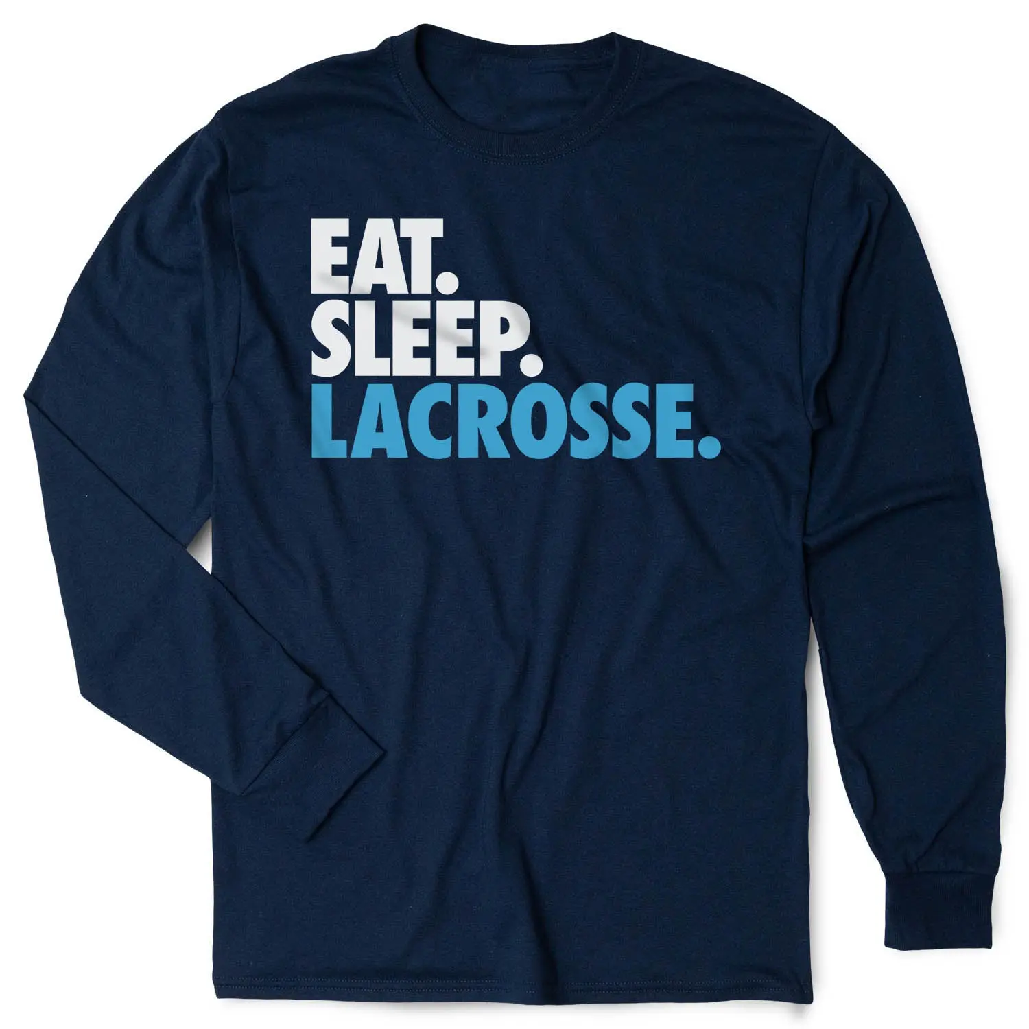 Lacrosse Long Sleeve Athletic Top - Bold Eat Sleep Lacrosse Graphic Print, Personalized with #, Multi-Color Casual Sportswear, End of Season Gift Idea for Lacrosse Players, Special Occasion Wear