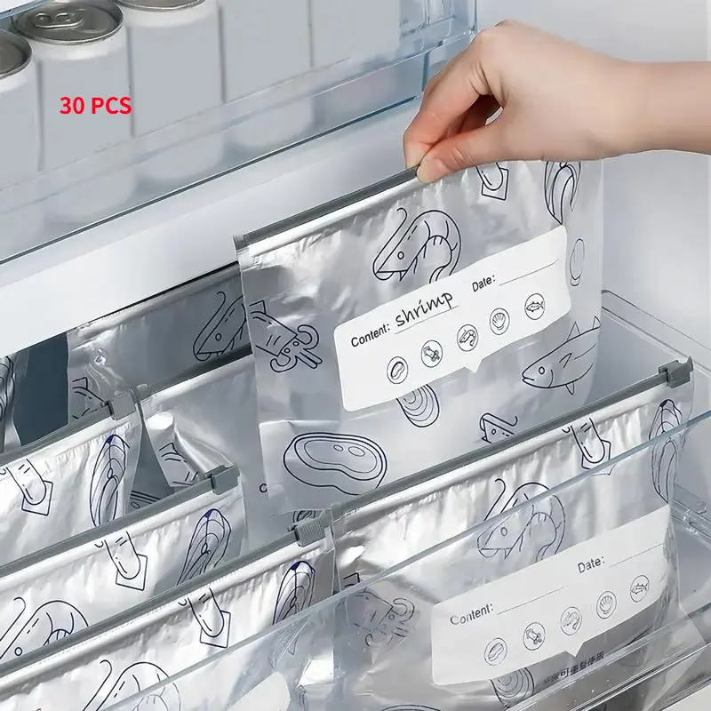 30PCS Upgraded Reusable Aluminum Foil Food Storage Containers Set (10L+10M+10S) - Leakproof Airtight Ziplock Bags for Meat, Meal Prep, Vegetable & Fruit Storage, Snack Organization, Sports & Outdoor Use, Vegetable Storage